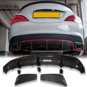 3PCS/SET Carbon Fiber Rear Bumper Lip Diffuser For MB W117 AMG CLA45 - Picture 1 of 8