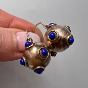 Pendientes colgantes vintage dorados de plata de ley 925 para mujer esfera firmados - Imagen 1 de 8