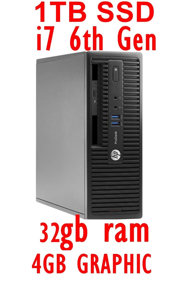 HP PHOTOSHOP COMPUTER i7 6TH GEN 32GB RAM  4GB GRAPHIC 1TB SSD 4x MONITOR OUTPUT - Image 1 of 1