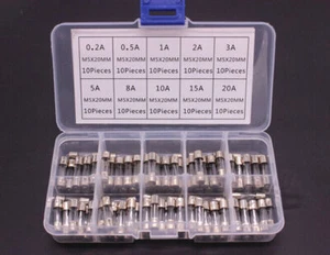 100X Glassicherung Feinsicherungen Sortiment Glas Sicherung 10 Modell 5x20mm - Bild 1 von 3