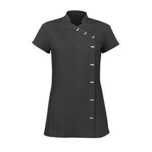 Ladies Black Asymmetric Beauty Tunic Therapist Nail Tech Hair Spa Salon Uniform - Picture 1 of 1