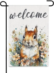12X18In Squirrel Welcome Fall Garden Flag Double Sided, Yard outside Decorations - Picture 1 of 7