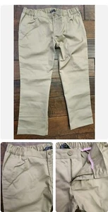 Lands End Uniform Girls, Size 8x24" Elastic Waist Chino Pants, Khaki #2 - Picture 1 of 1