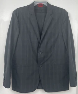 ALFANI Men's LARGE 42R Travel Blazer Casual Sport Coat Grey Stripe Stretch - Picture 1 of 22