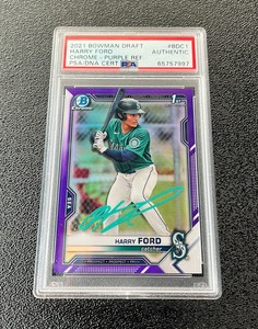 Harry Ford Signed 2021 Bowman Draft Chrome Purple Refractor /250 #BDC-1 Psa/Dna