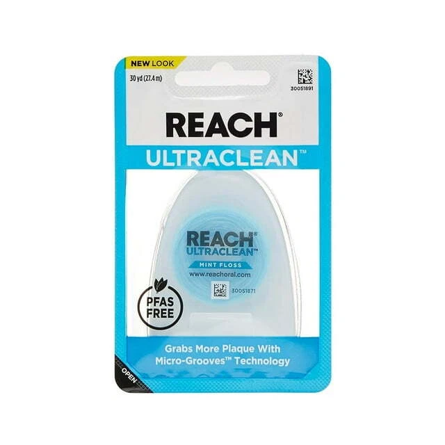 Hilo dental Reach Ultraclean Mint con tecnología Micro-Grooves paquete de 30 yardas 6 Foto 1 de 3
