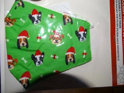 Pavillion Gift  Company Santa Dog Adult Face Mask Holiday 3D Face Mask NEW - Image 1 of 2