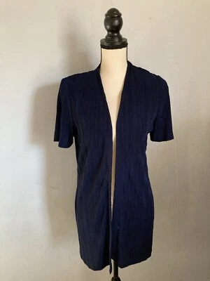 Jos. Cárdigan largo Ribhoff frente abierto manga corta azul marino elástico talla 8 Foto 1 de 4