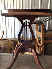 Mid Century Carved Harp Mersman Oval End Table / Side Table