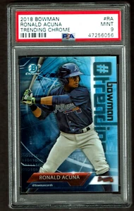 2018 Bowman Chrome Refractor #RA RONALD ACUNA JR Rookie Card PSA 9 Mint RC SP  - Picture 1 of 2