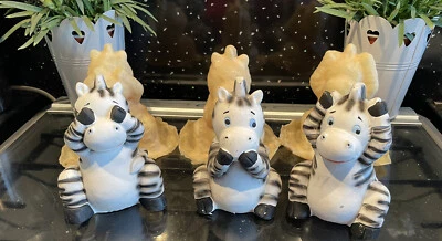 Latex Rubber Moulds 3 Wise Zebra Garden See,speak,hear No Evil Set Mold Craft - Image 1 of 4