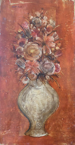 Tableau ancien  bouquet de fleurs  peinture signée et datée Charles Matton 1956