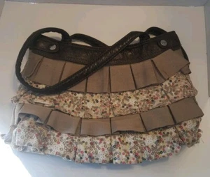 Thirty One Ruffle Skirt Purse Shoulder Handbag Multicolor Boho Retro Brown - Picture 1 of 10