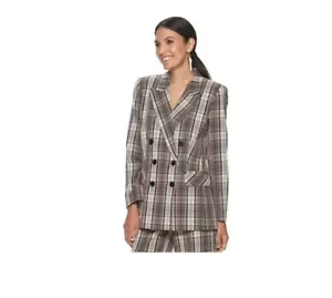 Cara Santana x Apt 9 Plaid Blazer Double Breasted Jacket Menswear Blazer Size 16 - Picture 1 of 4