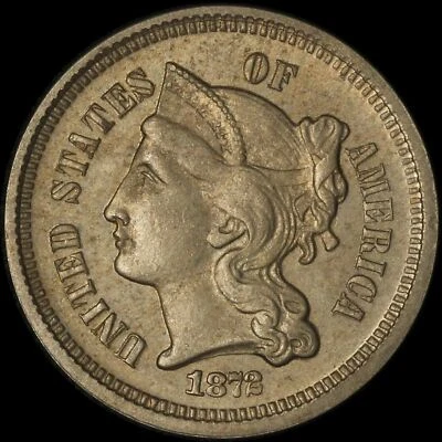 1872 3c Three Cent Coin - Uncirculated - Free Shipping USA - Image 1 of 3
