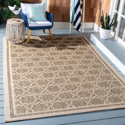 SAFAVIEH Indoor Outdoor CY6916-242 Courtyard Brown / Bone Rug - Image 1 of 4