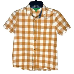 Dip Boys Checkered Button Down Collared Brown and White Shirt, Size 12/14 - Picture 1 of 5