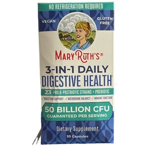 Mary Ruth's 3-in-1 Digestive Gut Health Probiotic 30 Count Vegan, Caps EXP 03/26 - Picture 1 of 4