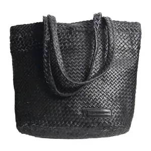 Helen Kaminski schwarz geflochtenes Leder Beuteltasche Handtasche Designer klassisch - Bild 1 von 11