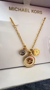 MICHAEL KORS MKJX7769791 Triple Charm Pendant Necklace Rose Gold $145 - Picture 1 of 4