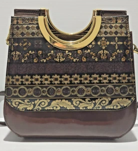 Vintage VERA PELLE CALJA HAND TOOLED ITALIAN Leather Shoulder Tote Handbag - Picture 1 of 24