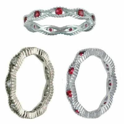 Argento Sterling Intersecting Onda Anello Design W/Zircone Cubico Pietre - Immagine 1 di 3