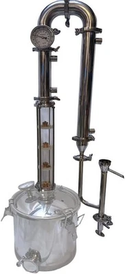 2" Tri Clamp, 4 Copper Plates, Glass Reflux Moonshine Still Column, Clamp to Keg - Image 1 of 4