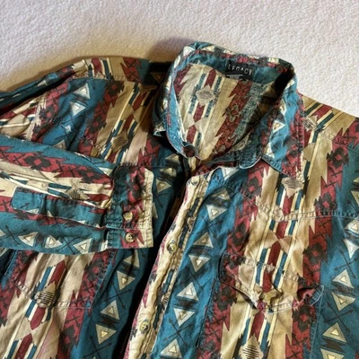 Legacy Mens XL Southwestern Aztec Tribal Button Up Shirt Long Sleeve - Image 1 of 4