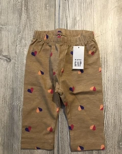 Baby Gap Girls 0-3 Months Heart Print Leggings Brown Color EB1D24 - Picture 1 of 5