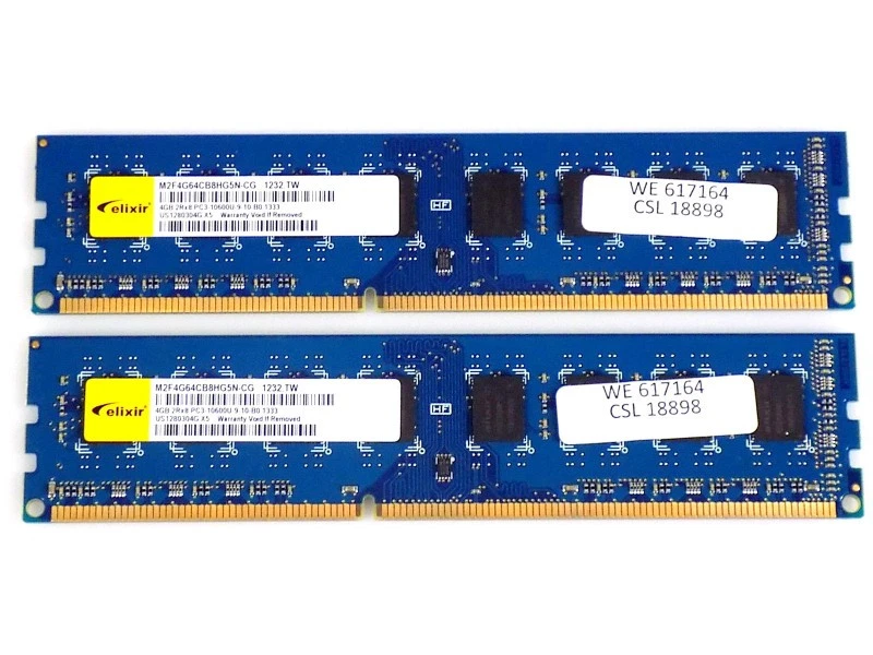8GB (2x 4GB) Elixir M2F4G64CB8HG5N-CG DDR3-1333Mhz PC3-10600 RAM Arbeitsspeicher - Bild 1 von 1