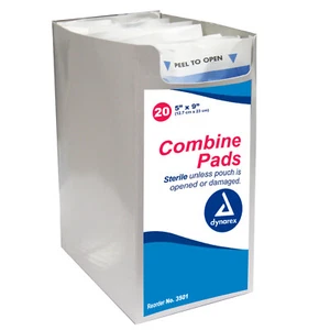 Dynarex Non-Adherent Combine Pad, Sterile 5'' x 9'', Tray of 20 - Picture 1 of 1