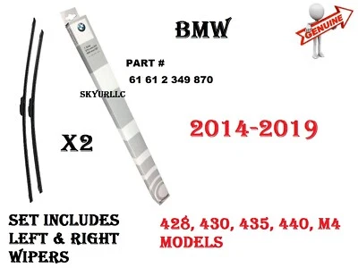 2014-2019 BMW 428 430 435 440 M4 Front Windshield Wiper Blade Set GENUINE - Image 1 of 4