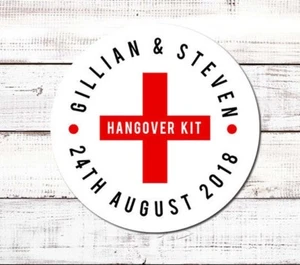 Hang Over Kit Round Personalized Bridal Shower Sticker Labels | Bachelorette - Picture 1 of 5