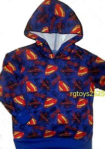 Superman Pullover Hoodie 4-5 XS 6-7 S 8 M 10-12 L New Childs Sweatshirt