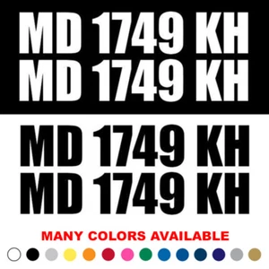 Boat Registration Letters Numbers Decals Set of 2 Custom Jet Ski Sticker 3"x18" - Picture 1 of 6