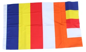 SRI LANKAN BUDDHIST FLAG LARGE SIZED 100cm X60cm BUDDHISM FLAG   POLYESTER NEW - Bild 1 von 16