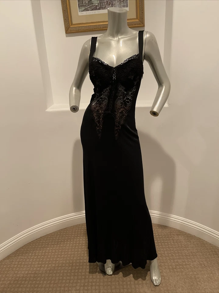 Vestido maxi slip RITMO di PERLA vintage preto tamanho IT 46 - Imagem 1 de 4