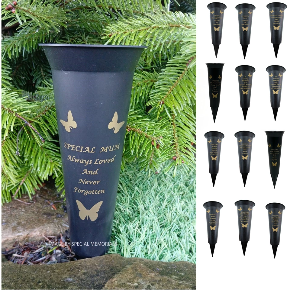 Grave Vase Memorial Flower Holder Pot Spike Crem Graveside Plastic Loving Memory - Image 1 of 1