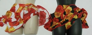 Ruffled Latin style skirt attached trunks ch/ladies Dance Salsa Foiled Roses - Picture 1 of 5