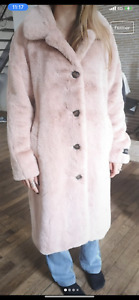 Manteau long chaud en fourrure synthétique rose pale Rino & Pelle - 34