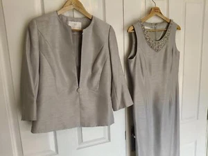 JACQUES VERT GRAUES KLEID & JACKE OUTFIT BRAUTMUTTER – UK-Größe 10 - Bild 1 von 6