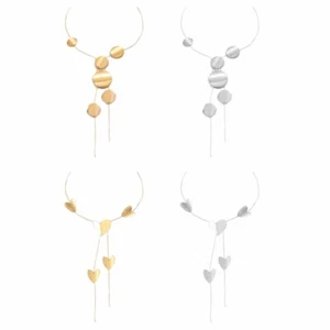 Modern Korean Inspired Necklace Minimalist Round/Heart Pendant Collarbone Chain - Picture 1 of 12