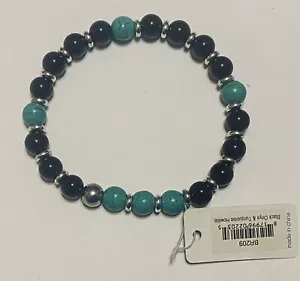 Men’s Black Onyx & Turquoise Howlite Beaded Bracelet - Picture 1 of 1