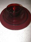 Ruby Red Glass 4 Piece Set Dinner Plate, Bread Plate, Teacup & Saucer