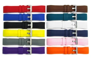 ¡Correa de reloj de silicona de repuesto de 22 mm extremos curvos 12 colores! C099 - Imagen 1 de 14