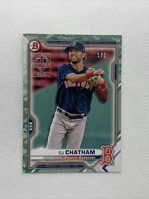 2021 Topps Transcendent VIP Party Bowman Prospects Camo CJ Chatham 1/1 BOSTON - Image 1 of 3