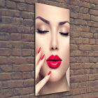 Wand-Bild Kunstdruck aus Hart-Glas Hochformat 50x125 Rote Lippen