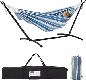 Double Hammock with Stand Included 450Lb Capacity Space Saving Steel Stand,Premi - Picture 1 of 7