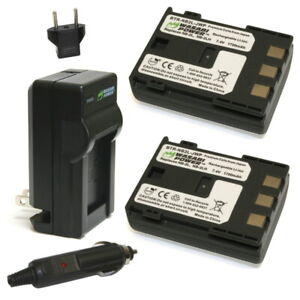 Wasabi Power Battery (2-Pack) and Charger for Canon NB-2L, NB-2LH, BP-2L5,