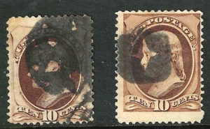 Sc #161 & #209 NYFM etc Fancy Cancel 10 Cent Jefferson Banknote 1873-83 US 89F41 - Picture 1 of 4